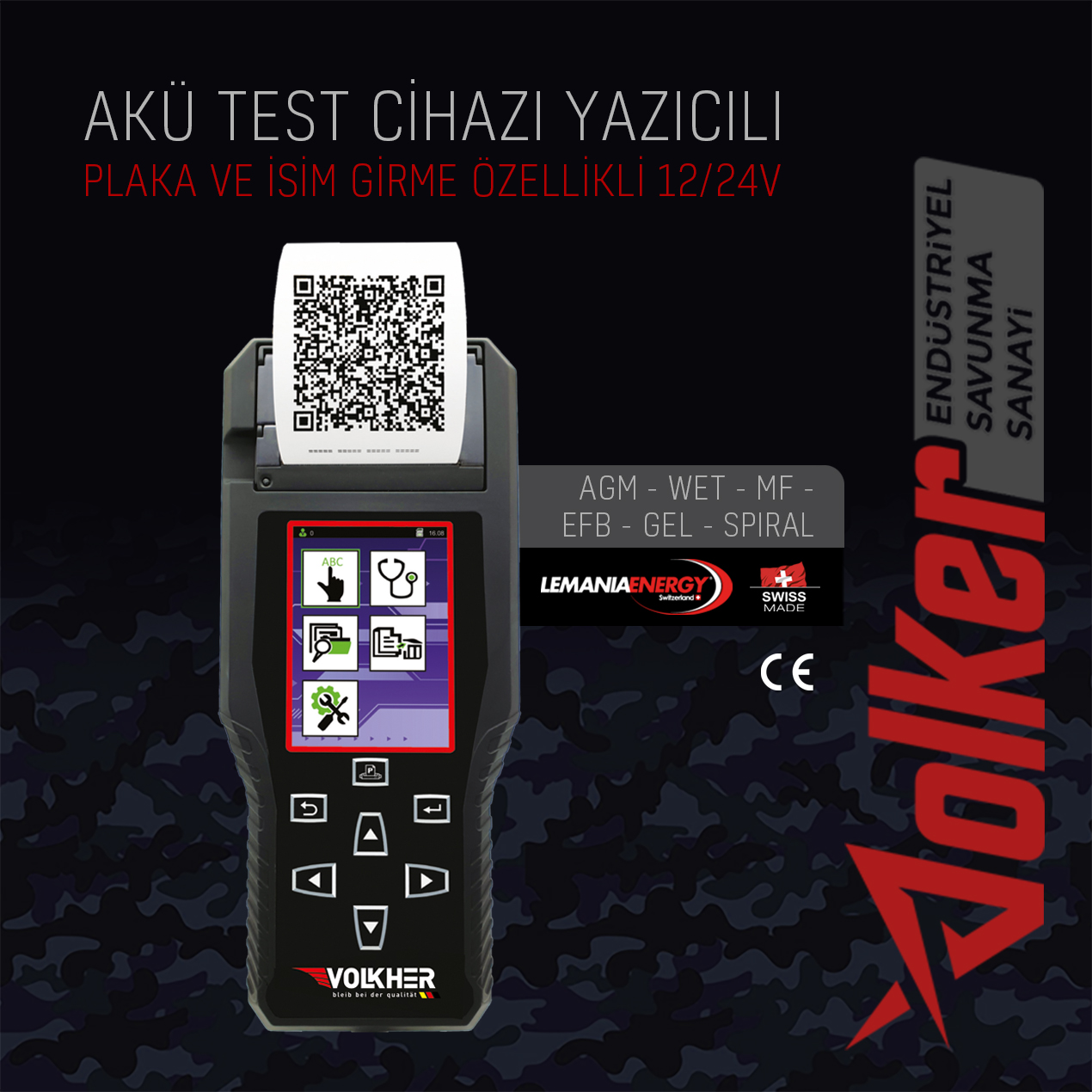 Volkher Akü Test Cihazı Yazıcılı